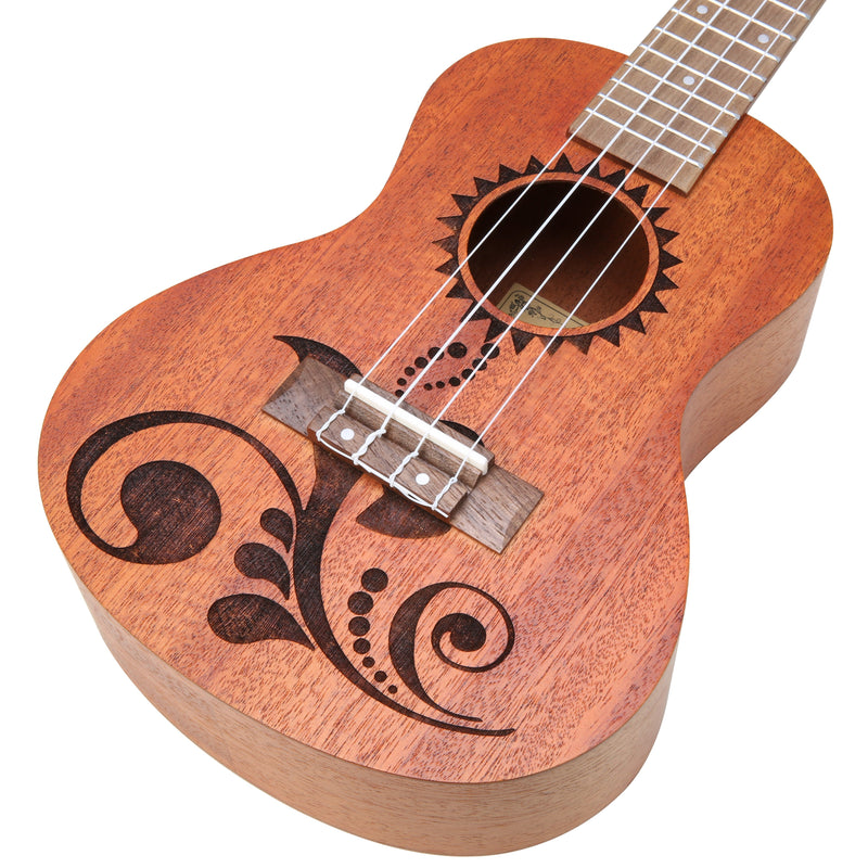23 Inch Mahogany Flower Carved Pattern Concert Ukulele